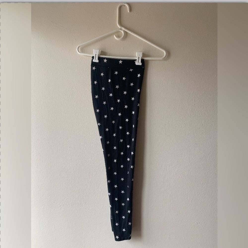 ✨3 for $20 PINK Black Leggings w/ White Stars ⭐️ M - Picture 2 of 4
